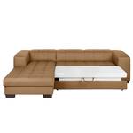 Ecksofa Soliera (mit Schlaffunktion) Echtleder - Cognac - Longchair davorstehend links - Schlaffunktion