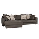 Ecksofa Somon (inkl. LED-Beleuchtung- Microfaser - Dunkelgrau - Longchair davorstehend links