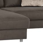 Ecksofa Somon (inkl. LED-Beleuchtung- Microfaser - Dunkelgrau - Longchair davorstehend links