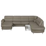 Ecksofa Songea Echtleder / Kunstleder Grau - Longchair davorstehend links - Mit Schlaffunktion - Relaxfunktion