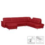 Canapé d'angle Songea Cuir véritable / Imitation cuir - Rouge - Méridienne courte à gauche (vue de face) - Avec fonction couchage - Fonction relaxation