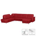 Ecksofa Songea Echtleder / Kunstleder Rot - Longchair davorstehend rechts - Mit Schlaffunktion - Relaxfunktion