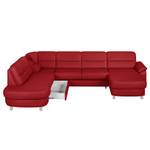 Ecksofa Songea Echtleder / Kunstleder Rot - Longchair davorstehend rechts - Mit Schlaffunktion - Relaxfunktion