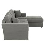 Ecksofa Sorini Webstoff Longchair davorstehend rechts - Dunkelgrau