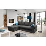 Ecksofa Summer Romance mit Schlaffunktion - Webstoff - Dunkelgrau - Longchair davorstehend links