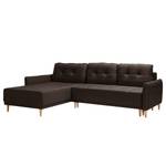 Ecksofa Sundance (mit Schlaffunktion) Webstoff - Espresso - Longchair davorstehend links