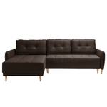 Ecksofa Sundance (mit Schlaffunktion) Webstoff - Espresso - Longchair davorstehend links