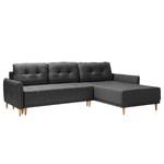 Ecksofa Sundance (mit Schlaffunktion) Webstoff - Anthrazit - Longchair davorstehend rechts