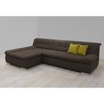 Ecksofa Tacoma Strukturstoff Braun - Longchair davorstehend links