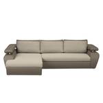 Ecksofa Tamariu (mit Schlaffunktion) Kunstleder / Webstoff - Cappuccino - Longchair davorstehend links