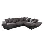 Ecksofa Tender (beidseitig montierbar) Kunstleder Schwarz/Stoff Schwarz-braun meliert