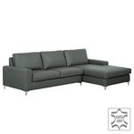 Ecksofa Titan Echtleder Anthrazit - Longchair davorstehend rechts