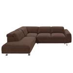 Ecksofa Tofty (mit Schlaffunktion) Microfaser - Braun - Longchair davorstehend links