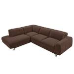 Ecksofa Tofty (mit Schlaffunktion) Microfaser - Braun - Longchair davorstehend links