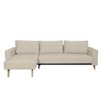 Ecksofa Topas (mit Schlaffunktion) Webstoff - Stoff Parsa: Beige-Grau - Longchair davorstehend links