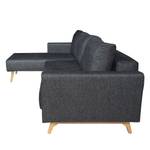 Canapé d'angle Topas Avec fonction couchage - Tissu - Tissu Parsa : Gris-Noir - Méridienne courte à gauche (vue de face)