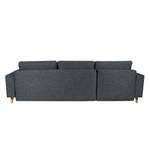 Ecksofa Topas (mit Schlaffunktion) Webstoff - Stoff Parsa: Grau-Schwarz - Longchair davorstehend links