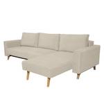 Ecksofa Topas (mit Schlaffunktion) Webstoff - Stoff Parsa: Beige-Grau - Longchair davorstehend rechts