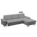 Ecksofa Tryon Strukturstoff - Platin - Longchair davorstehend rechts