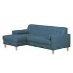 Ecksofa Viona I Webstoff Stoff Meda: Jeansblau - Longchair davorstehend links