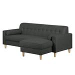 Ecksofa Viona I Webstoff Stoff Meda: Anthrazit - Longchair davorstehend rechts