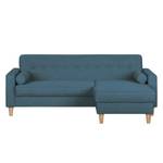 Ecksofa Viona I Webstoff Stoff Meda: Jeansblau - Longchair davorstehend rechts