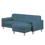 Ecksofa Viona I Webstoff Stoff Meda: Jeansblau - Longchair davorstehend rechts