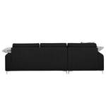 Ecksofa Vitinia Webstoff Schwarz - Longchair davorstehend links