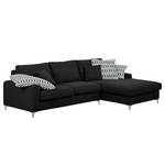 Ecksofa Vitinia Webstoff Schwarz - Longchair davorstehend rechts