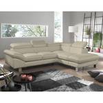 Ecksofa Waiho II Echtleder Warmes Beige - Longchair davorstehend rechts - Ohne Schlaffunktion