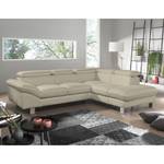 Ecksofa Waiho II Echtleder Warmes Beige - Longchair davorstehend rechts - Ohne Schlaffunktion