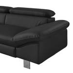 Ecksofa Waiho Kunstleder Schwarz - Longchair davorstehend links - Mit Schlaffunktion