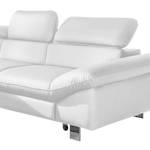 Canapé d'angle Waiho Imitation cuir - Blanc - Méridienne courte à gauche (vue de face) - Fonction relaxation
