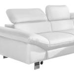 Canapé d'angle Waiho Imitation cuir - Blanc - Méridienne courte à droite (vue de face) - Fonction relaxation - Fonction couchage - Coffre de lit