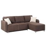 Ecksofa Tetony (mit Schlaffunktion) Microfaser Longchair beidseitig montierbar - Braun