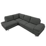 Ecksofa Wasillas Webstoff Anthrazit - Longchair davorstehend links - Keine Funktion