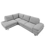 Ecksofa Wasillas Webstoff Grau - Longchair davorstehend links - Schlaffunktion - Bettkasten