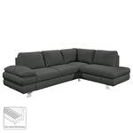 Ecksofa Wasillas Webstoff Anthrazit - Longchair davorstehend rechts - Schlaffunktion - Bettkasten