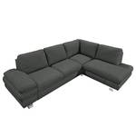 Ecksofa Wasillas Webstoff Anthrazit - Longchair davorstehend rechts - Schlaffunktion - Bettkasten