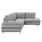 Ecksofa Wasillas Webstoff Grau - Longchair davorstehend rechts - Schlaffunktion - Bettkasten