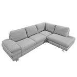 Ecksofa Wasillas Webstoff Grau - Longchair davorstehend rechts - Schlaffunktion - Bettkasten