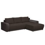 Ecksofa Westford (mit Schlaffunktion & 2 Hocker) - Kunstleder / Strukturstoff - Dunkelbraun / Braun - Longchair davorstehend rechts