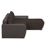 Ecksofa Westford (mit Schlaffunktion & 2 Hocker) - Kunstleder / Strukturstoff - Dunkelbraun / Braun - Longchair davorstehend rechts