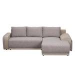 Ecksofa Westford (mit Schlaffunktion & 2 Hocker) - Kunstleder / Strukturstoff - Schlamm / Grau - Longchair davorstehend rechts