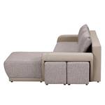 Ecksofa Westford (mit Schlaffunktion & 2 Hocker) - Kunstleder / Strukturstoff - Schlamm / Grau - Longchair davorstehend rechts