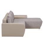 Ecksofa Westford (mit Schlaffunktion & 2 Hocker) - Kunstleder / Strukturstoff - Schlamm / Grau - Longchair davorstehend rechts