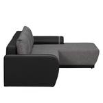 Ecksofa Westford (mit Schlaffunktion & 2 Hocker) - Kunstleder / Strukturstoff - Schwarz / Grau - Longchair davorstehend rechts