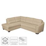 Ecksofa Willowie Echtleder Warmes Beige - Ottomane davorstehend links - Schlaffunktion - Bettkasten