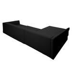 Ecksofa Wings Casual (mit Schlaffunktion) - Webstoff - Anthrazit - Longchair davorstehend links - 7 Kissen