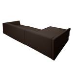 Ecksofa Wings Casual (mit Schlaffunktion) - Webstoff - Braun - Longchair davorstehend links - 6 Kissen